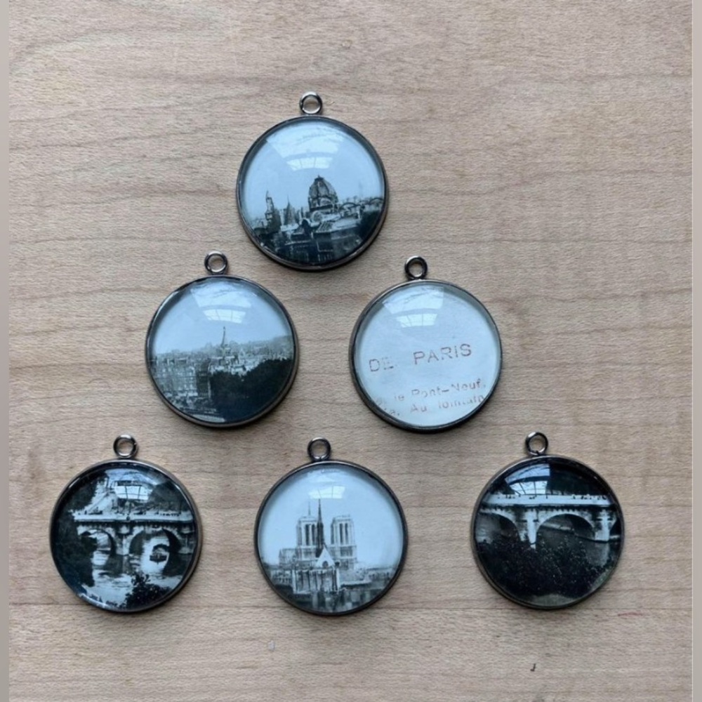 Vintage French France Postcards New Necklace Pendants Jewelry Key Chain Charm